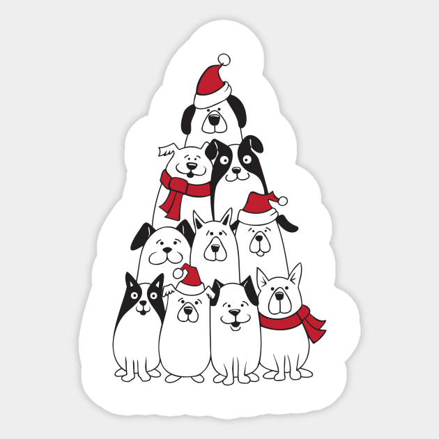 Doggie Christmas Tree Sticker by CraftyBeeDesigns